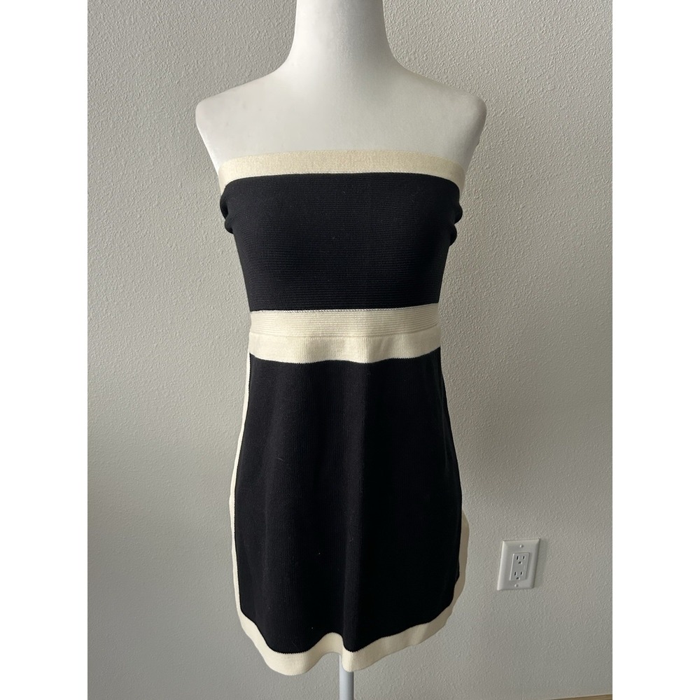 Black White Color Block Backless Top Y2K Parisian Chic Festival